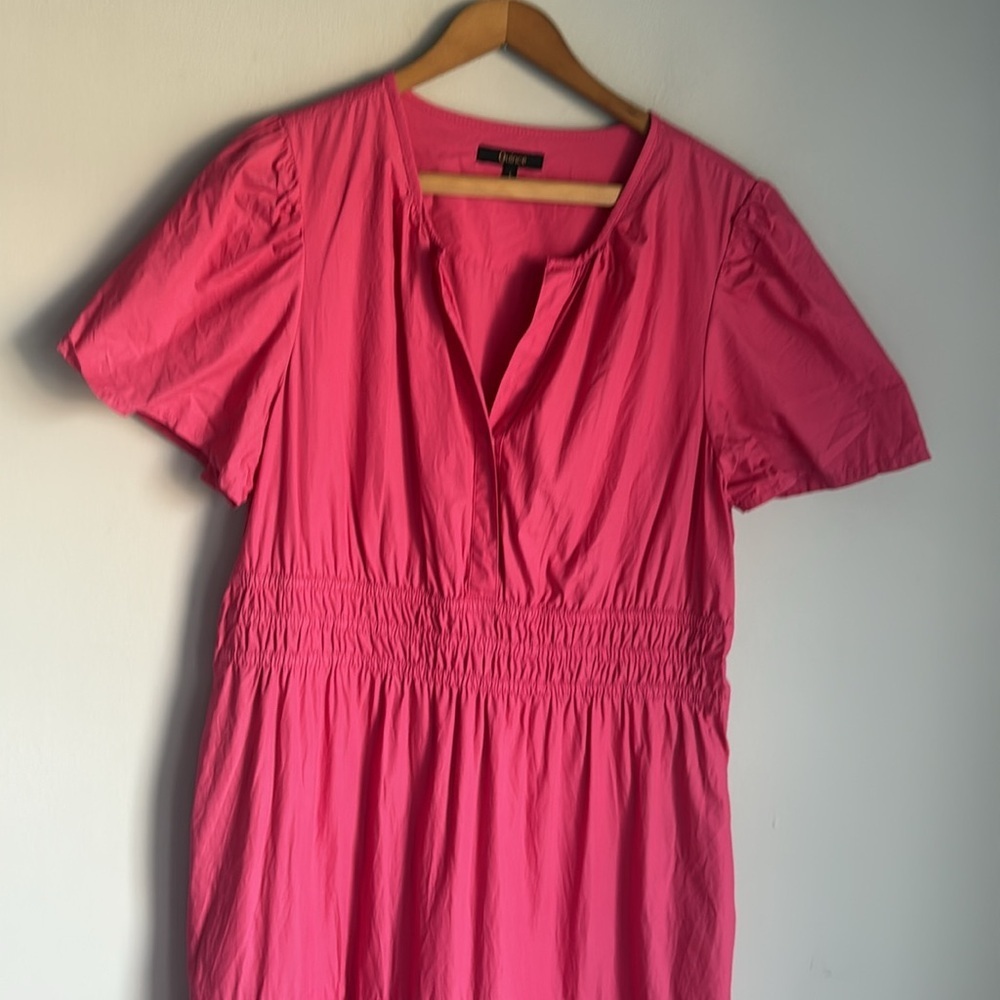 Quince Hot Pink Short-Sleeve Tiered Maxi Dress - Picture 3 of 13
